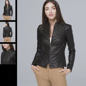 White House Black Market Stud Genuine Leather Jacket Sz M